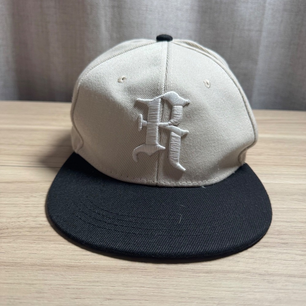 Snapback Hat Unisex OS Cream Black R Golden Age Iowa Patch Skater Urban Two Tone